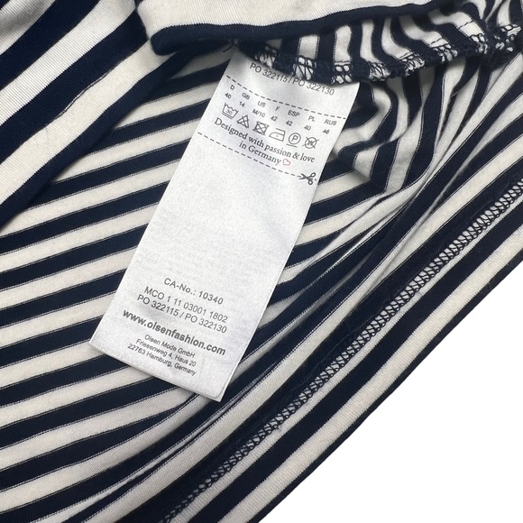Olsen Europe Navy/White Stripe Round Neck T-shirt Top Size M - Picture 11 of 12